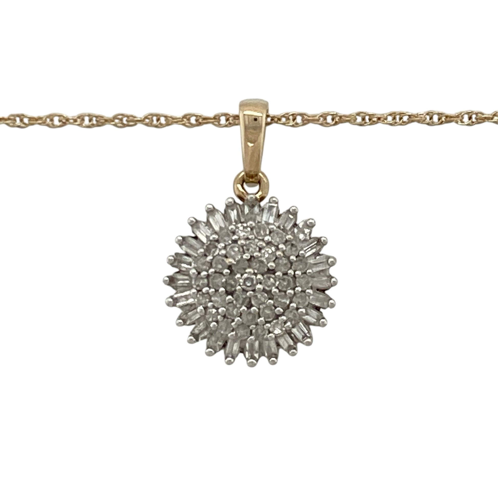 Add timeless sparkle and elegant sophistication to your jewellery collection with this pre-owned 9ct yellow gold diamond set cluster pendant necklace, featuring a classic multi-diamond design with luxurious everyday appeal—perfect for special occasions, gifting, or refined daily wear.

Design: The necklace features a sparkling diamond cluster pendant measuring approximately 2cm in length including the bail, creating an elegant and eye-catching appearance with impressive brilliance.