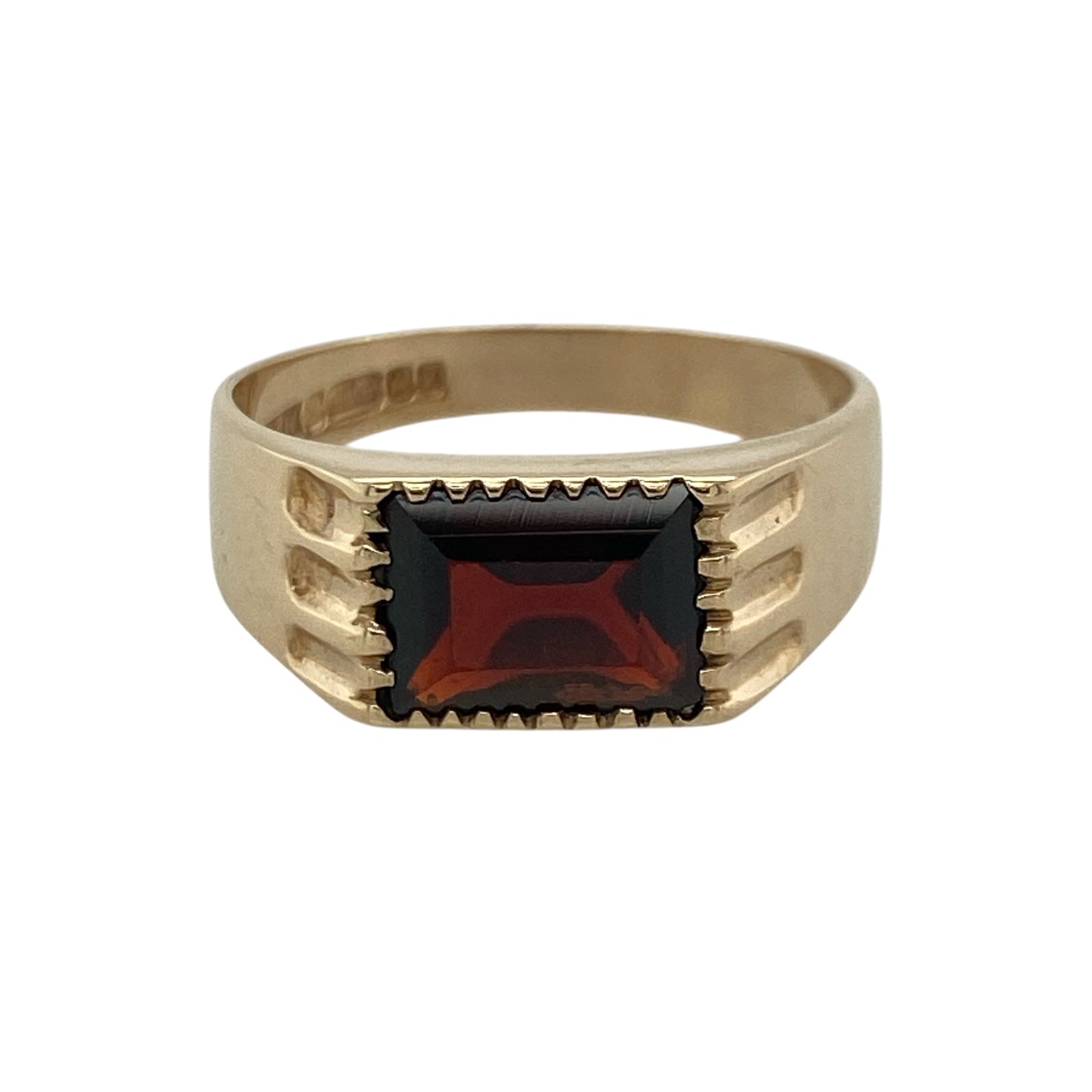 9ct Gold & Red Stone Signet Ring