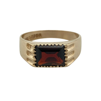 9ct Gold & Red Stone Signet Ring