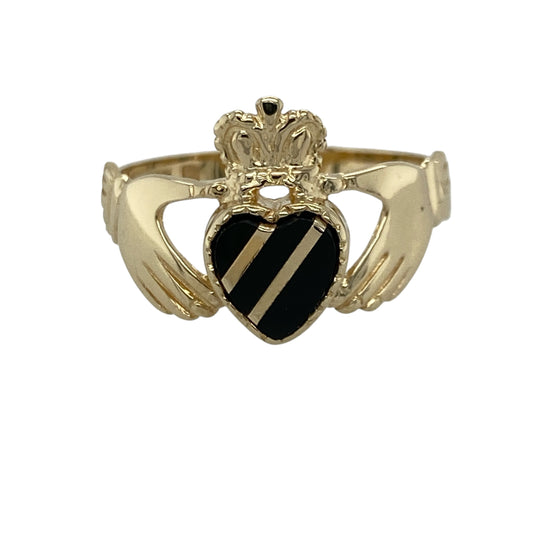 9ct Gold & Onyx Claddagh Ring