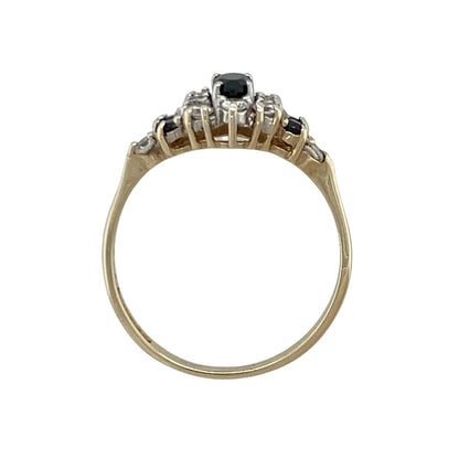 9ct Gold Sapphire & Cubic Zirconia Cluster Ring