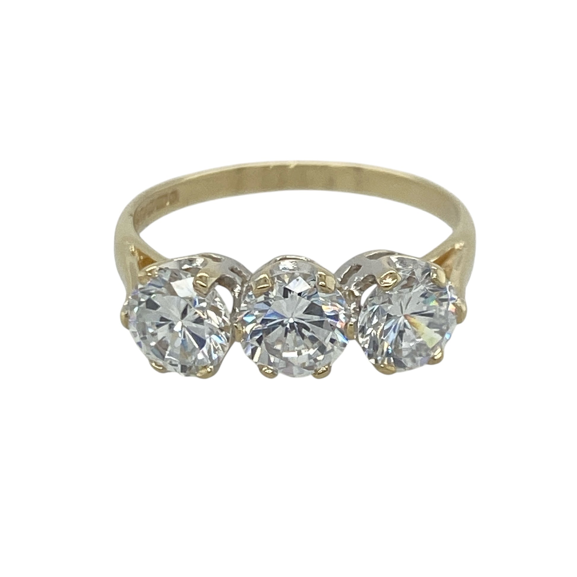 9ct Gold & Cubic Zirconia Set Trilogy Ring