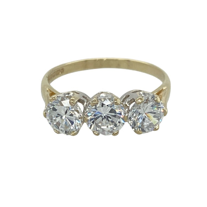 9ct Gold & Cubic Zirconia Set Trilogy Ring