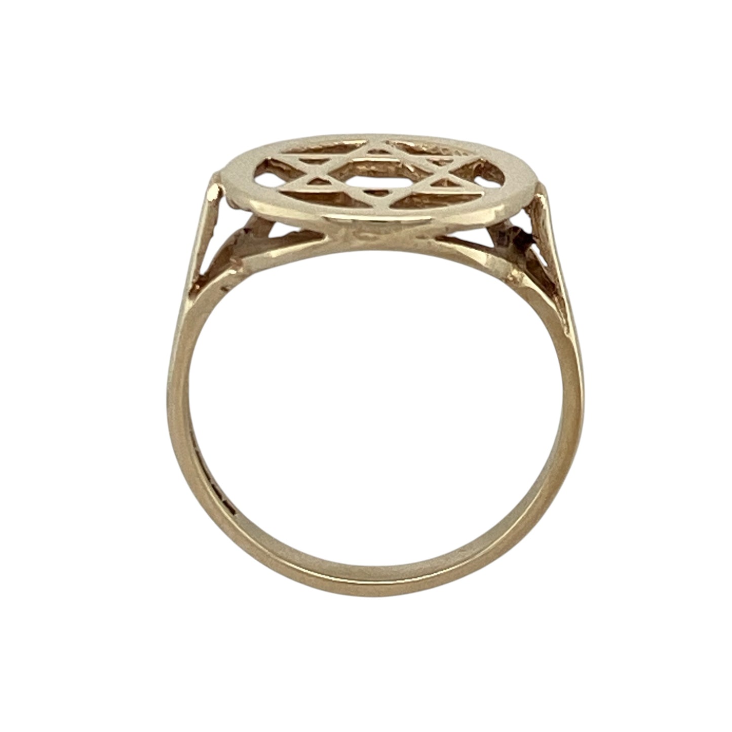 9ct Gold Star of David Round Signet Ring