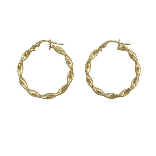 9ct Gold Twisted Hoop Creole Earrings