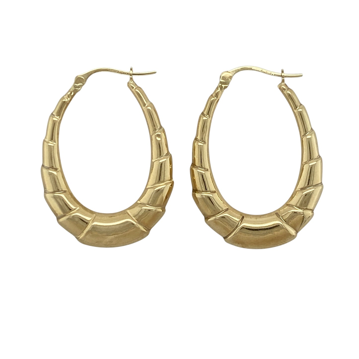 9ct Gold Textured Oval Creole Earrings