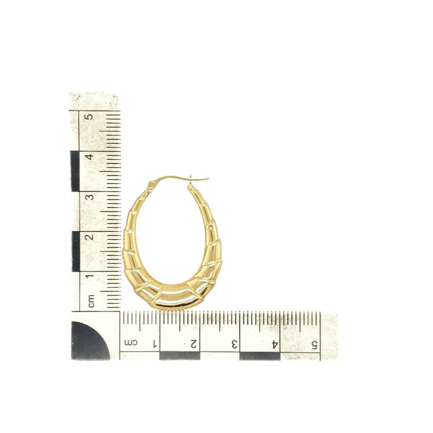 9ct Gold Textured Oval Creole Earrings