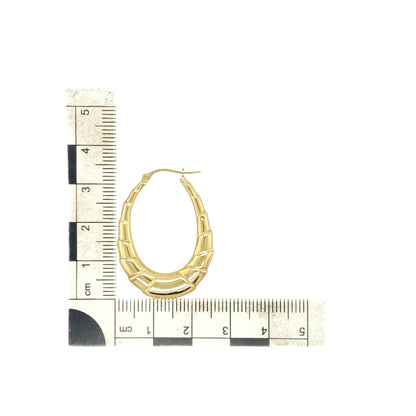 9ct Gold Textured Oval Creole Earrings