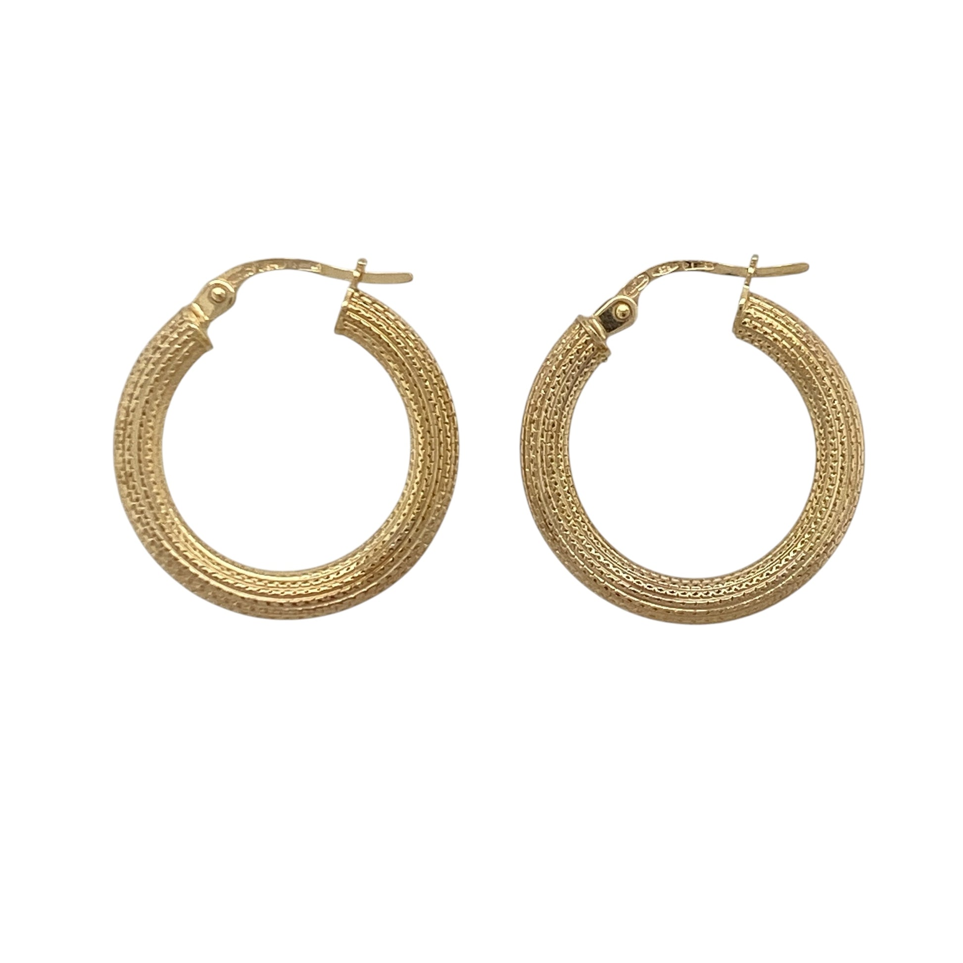 9ct Gold Textured Hoop Creole Earrings