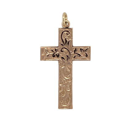 9ct Gold Patterned Cross Pendant
