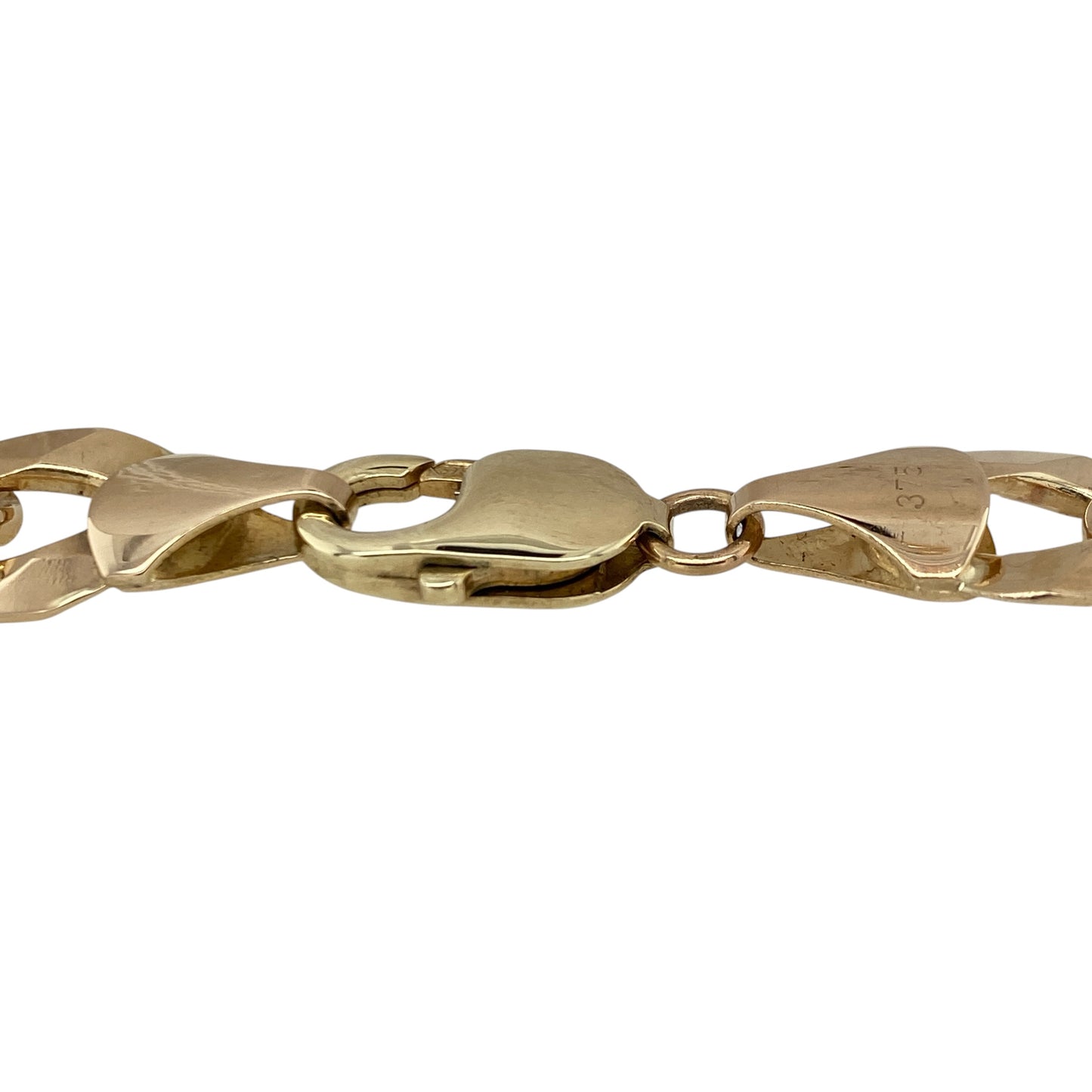 Add bold luxury and timeless style to your jewellery collection with this pre-owned 9ct yellow gold curb bracelet, featuring a heavyweight link design with impressive everyday appeal—perfect for statement wear, gifting, or adding a standout piece to any fine jewellery collection.

Design: The bracelet features traditional curb links with a smooth polished finish, creating a strong and eye-catching look.