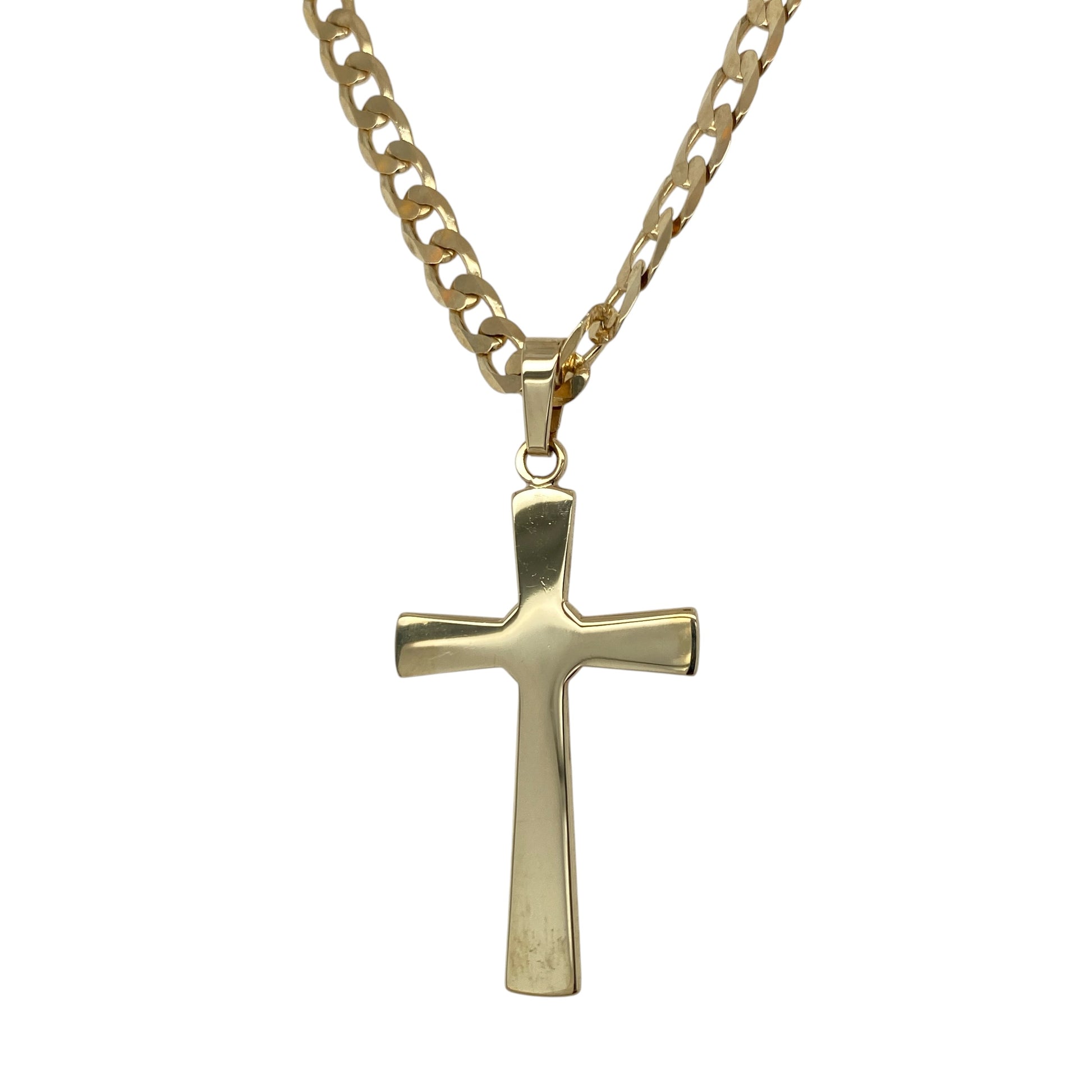 9ct Gold Plain Cross 18" Necklace