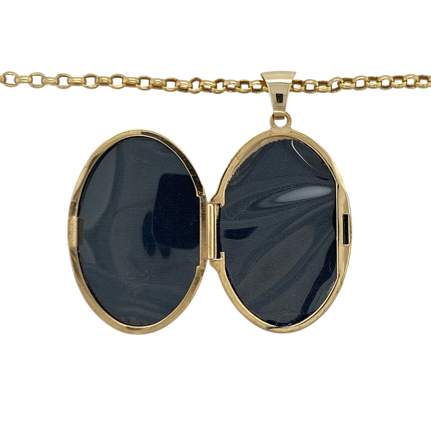 9ct Gold Flower Patterned Oval Locket 20" Necklace