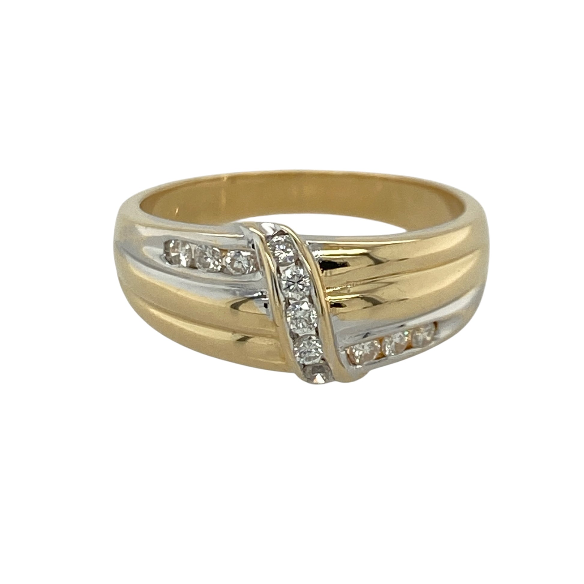 18ct Gold & Diamond Set Wide Band Ring