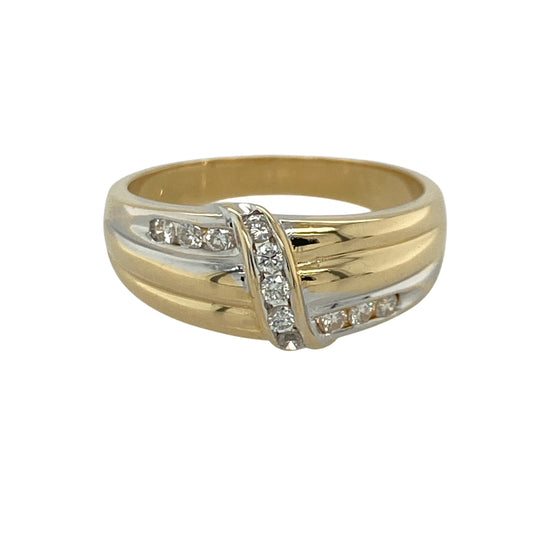18ct Gold & Diamond Set Wide Band Ring