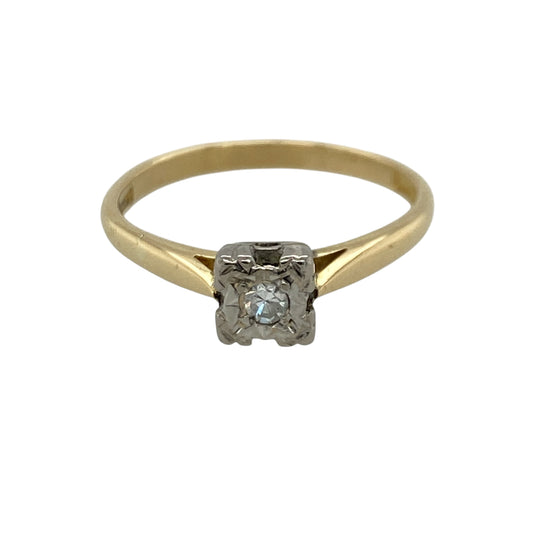 18ct Gold & Diamond Illusion Set Solitaire Ring