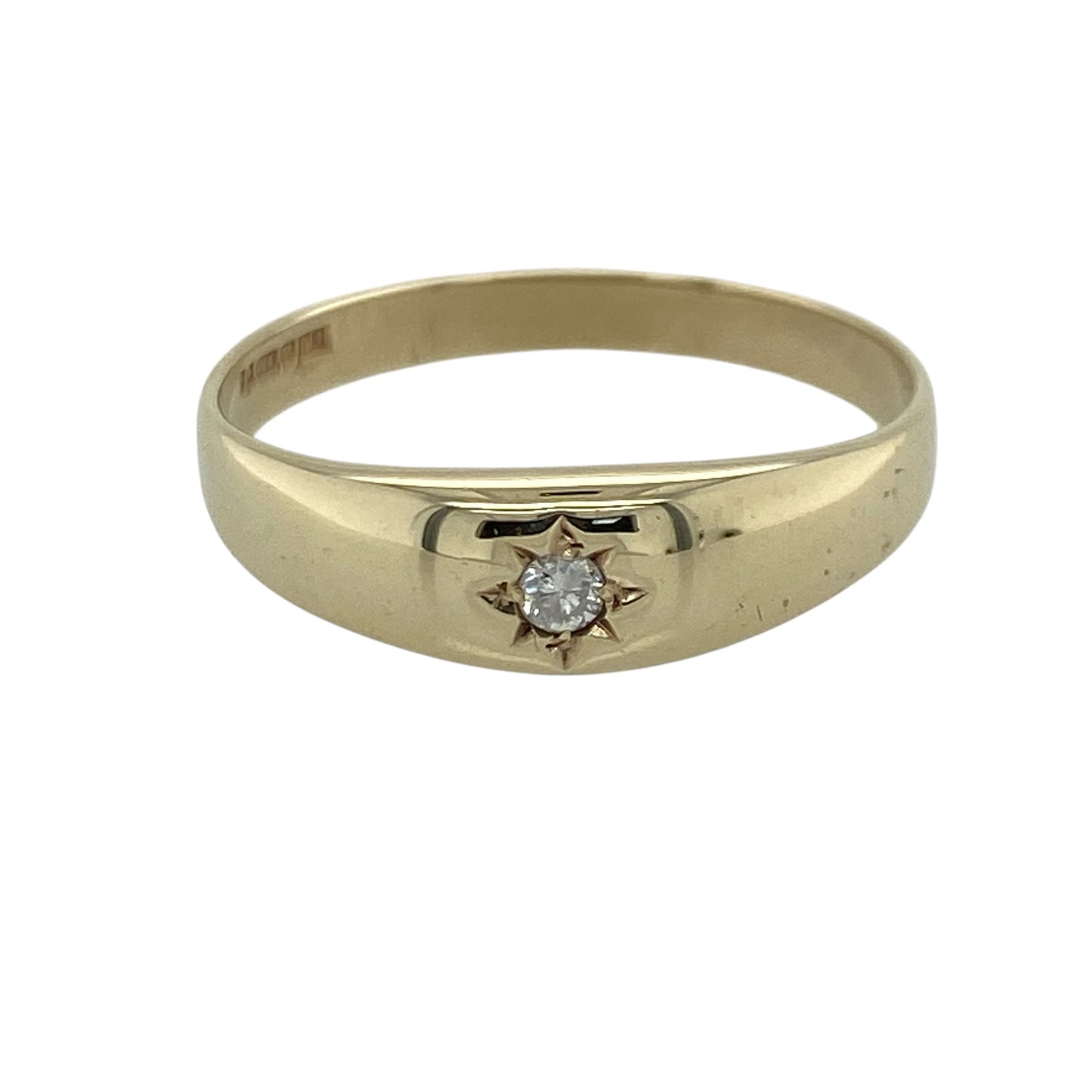 9ct Gold & Diamond Set Solitaire Band Ring