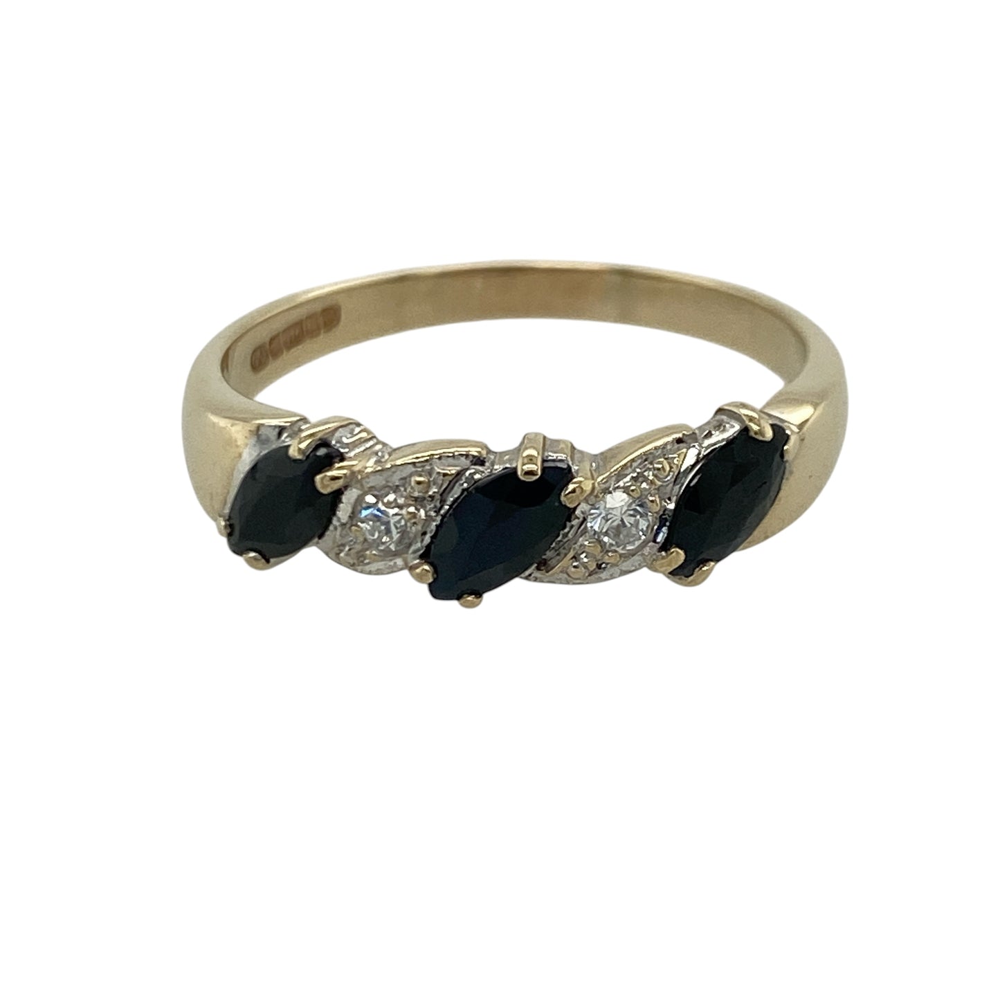 9ct Gold Diamond & Sapphire Band Ring