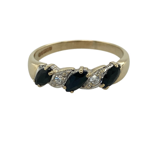 9ct Gold Diamond & Sapphire Band Ring
