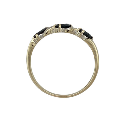 9ct Gold Diamond & Sapphire Band Ring