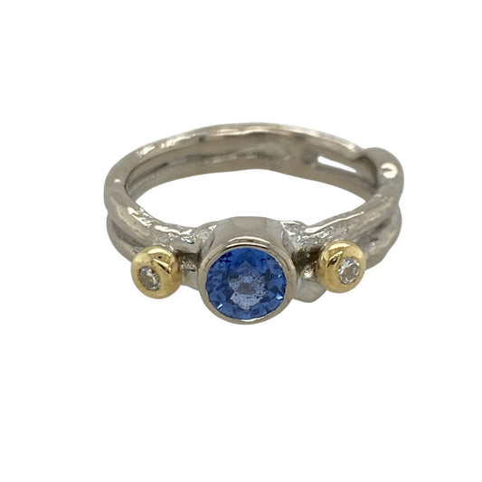 18ct White Gold Diamond & Sapphire Ring