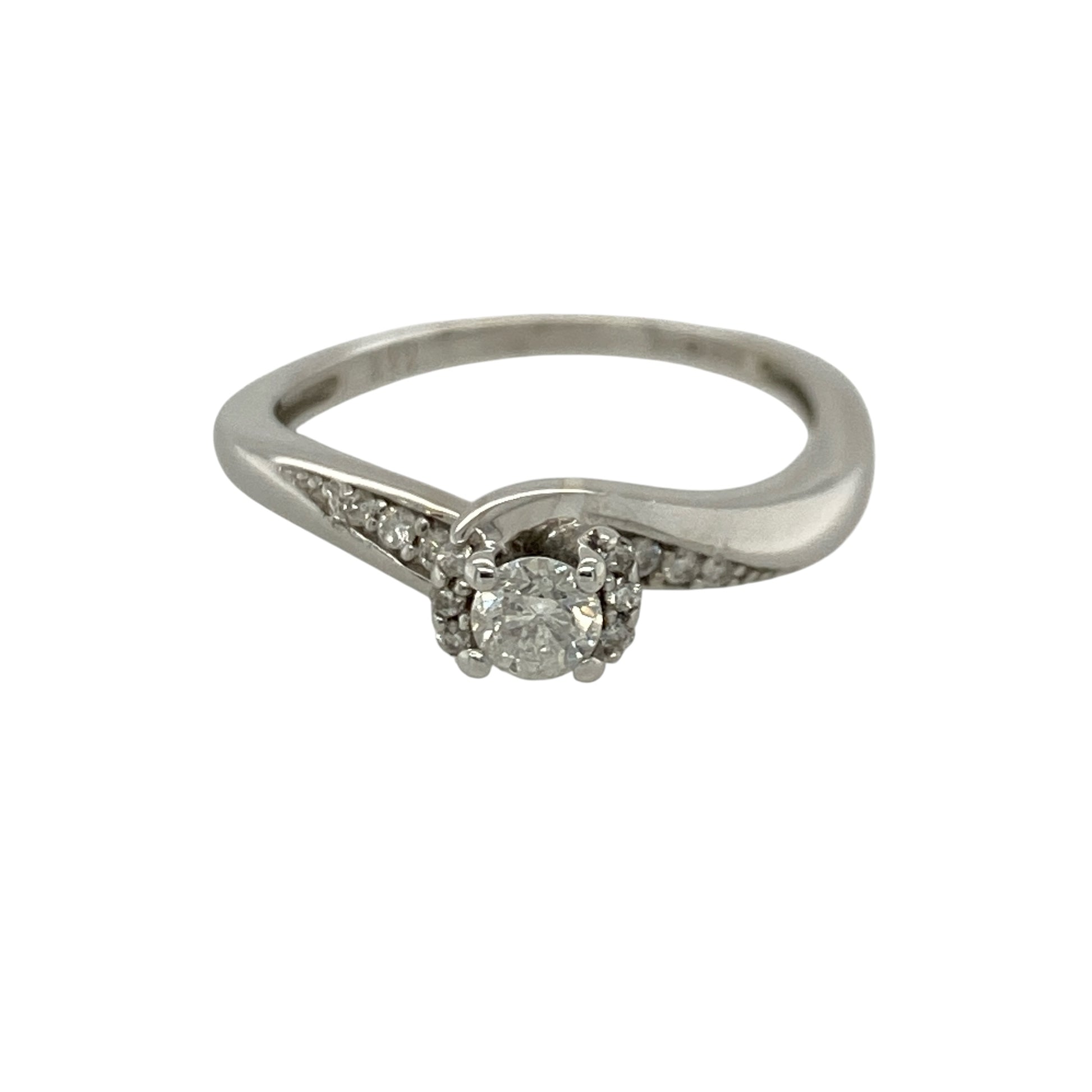 9ct White Gold & Diamond Set Solitaire Ring