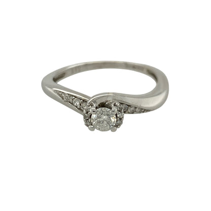 9ct White Gold & Diamond Set Solitaire Ring