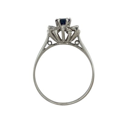 18ct White Gold Diamond & Sapphire Flower Cluster Ring