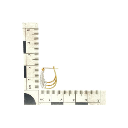 9ct Gold & Diamond Set Three Row Creole Earrings