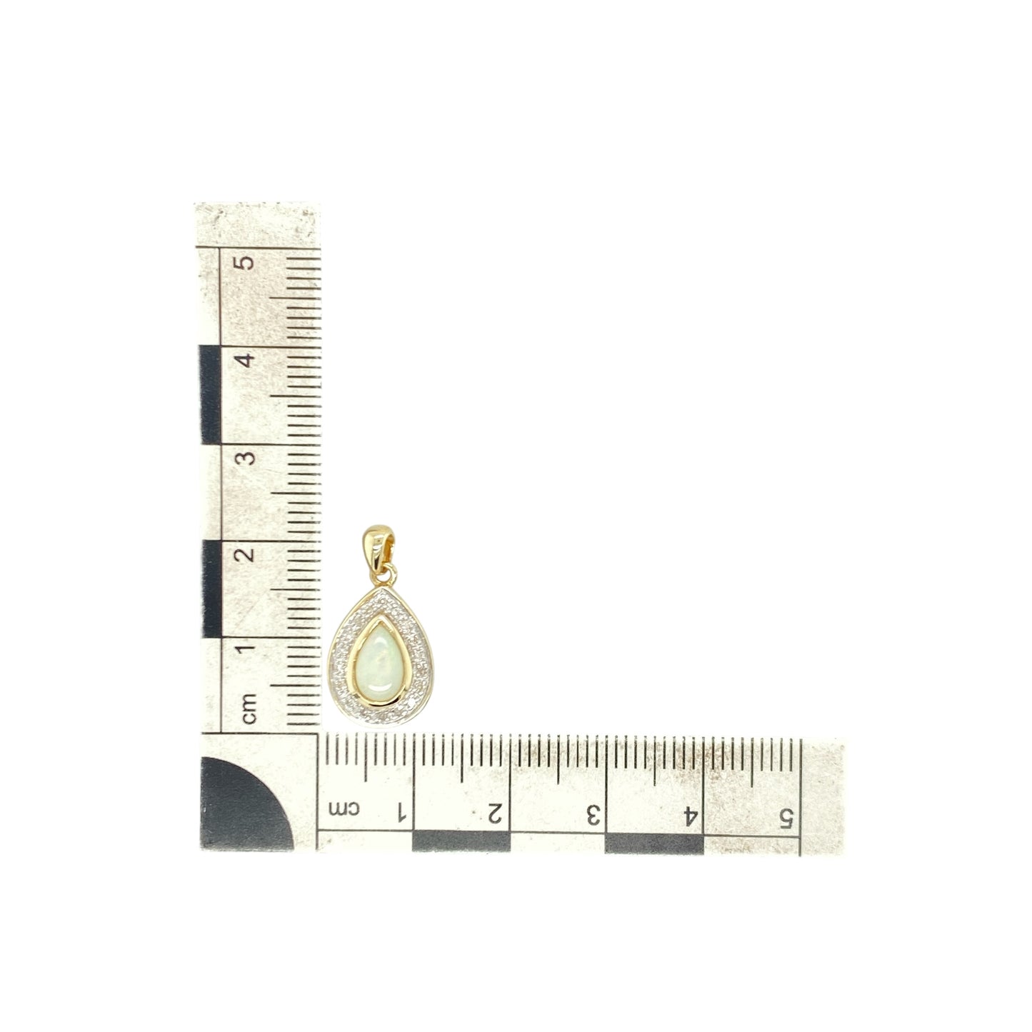 9ct Gold Diamond & Opalique Teardrop Pendant