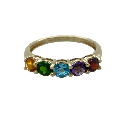 9ct Gold & Multi Gemstone Rainbow Band Ring