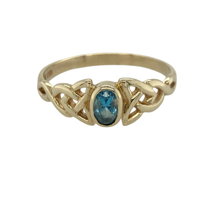9ct Gold & Blue Topaz Celtic Ring
