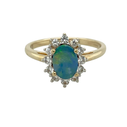 9ct Gold Doublet & Cubic Zirconia Cluster Ring
