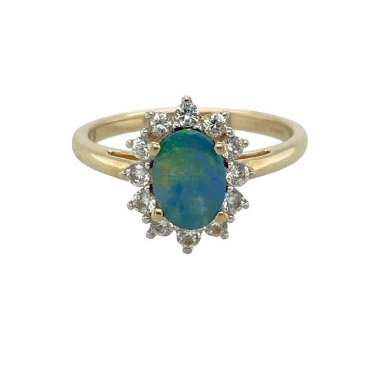9ct Gold Doublet & Cubic Zirconia Cluster Ring