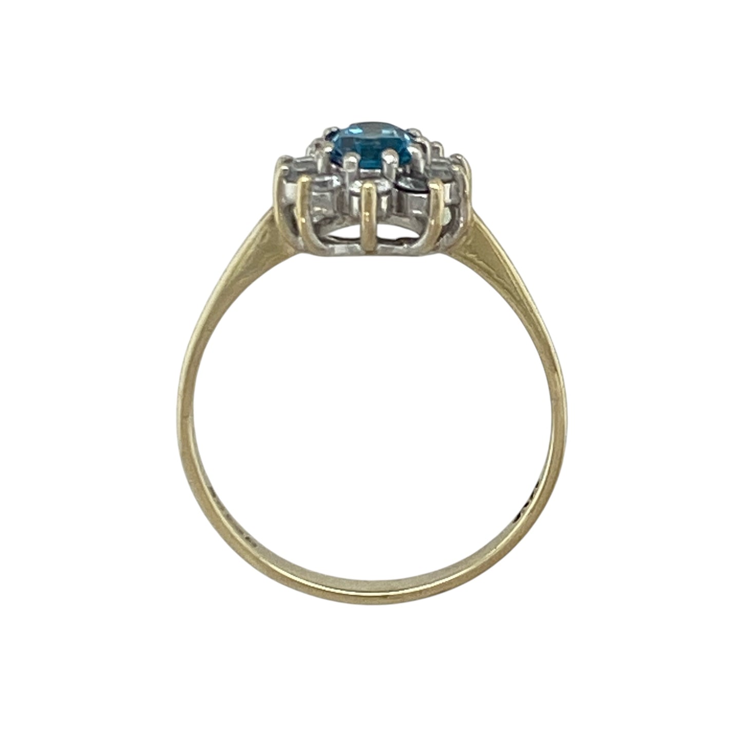 9ct Gold Blue Stone & Cubic Zirconia Cluster Ring