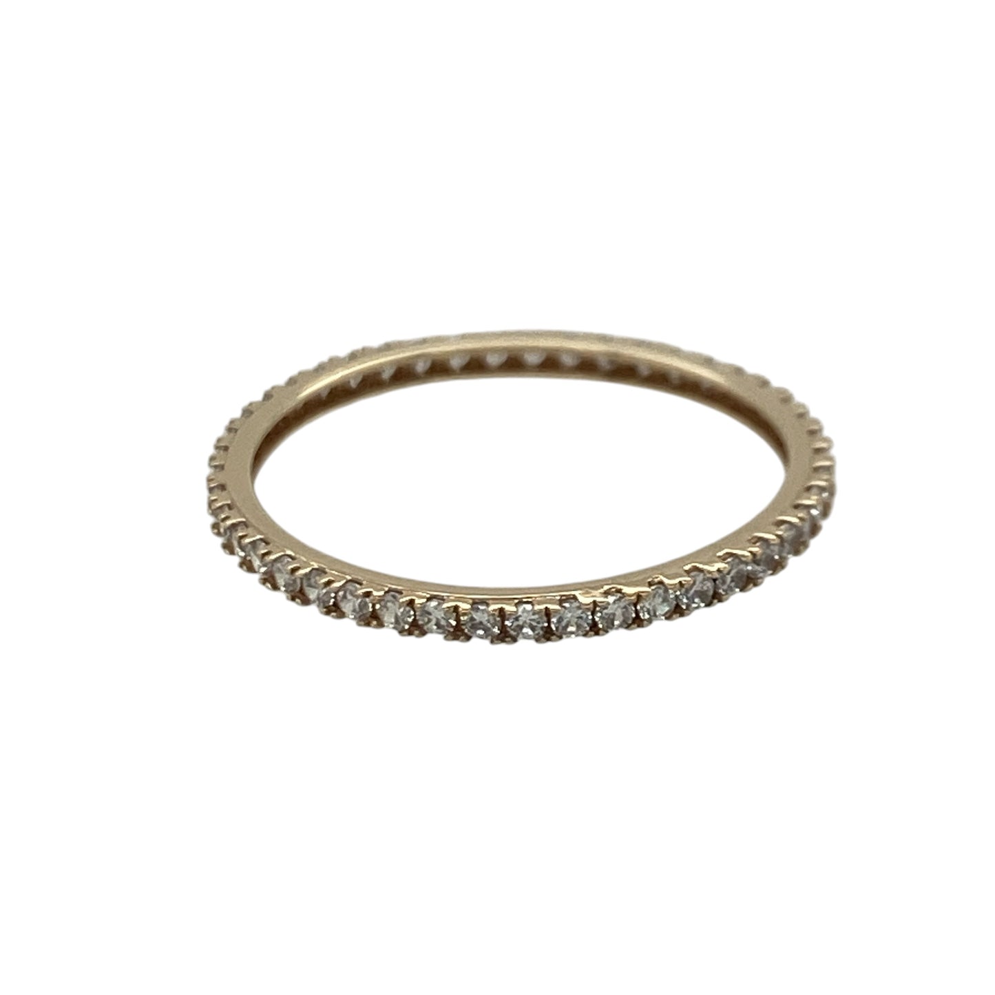 Add timeless sparkle and delicate elegance to your jewellery collection with this pre-owned 9ct yellow gold cubic zirconia eternity band ring, featuring a classic full eternity design with refined everyday appeal—perfect for stacking, gifting, or celebrating a special occasion.

Design: The ring features sparkling cubic zirconia stones set all the way around the band, creating a continuous circle of brilliance.