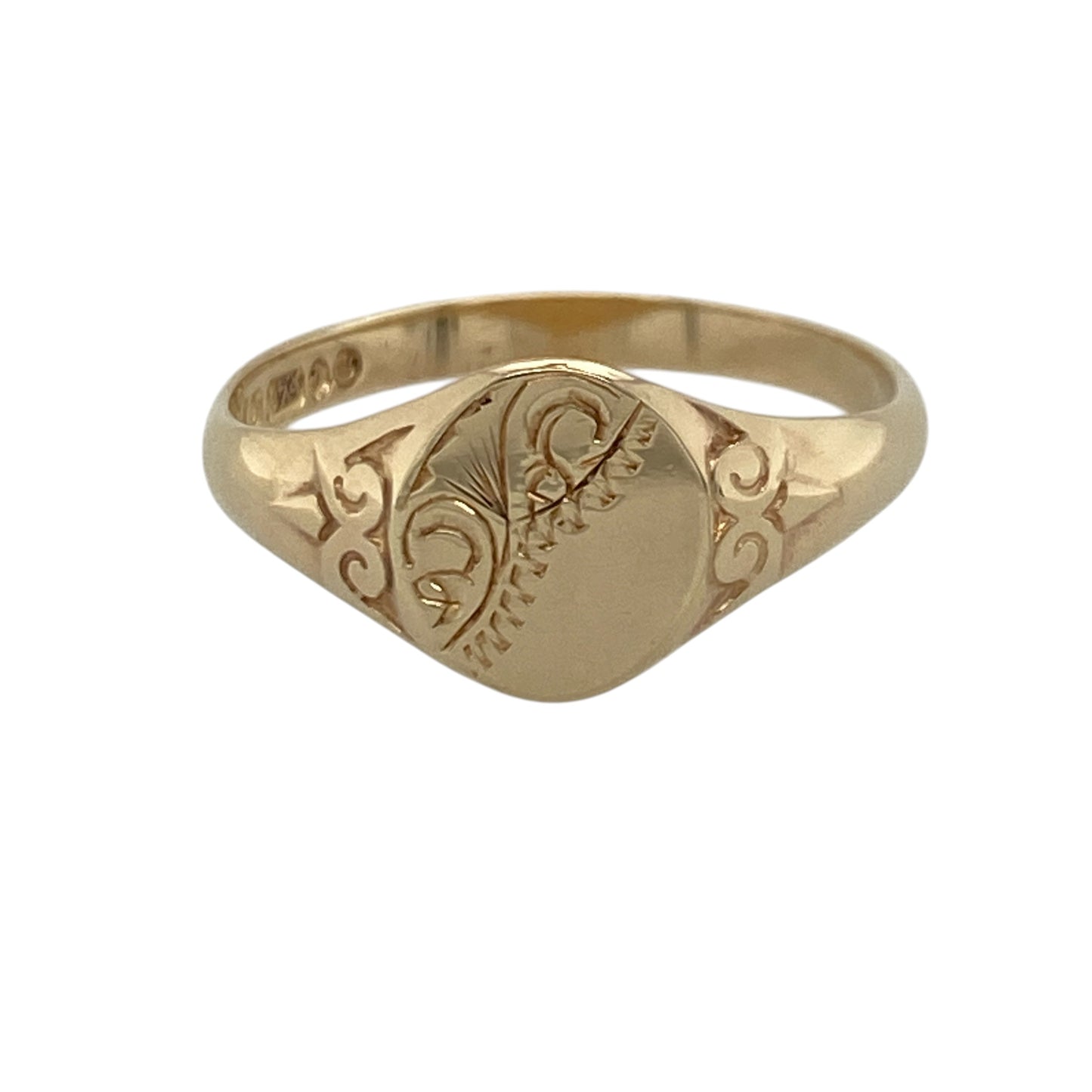 9ct Gold Patterned Oval Signet Ring