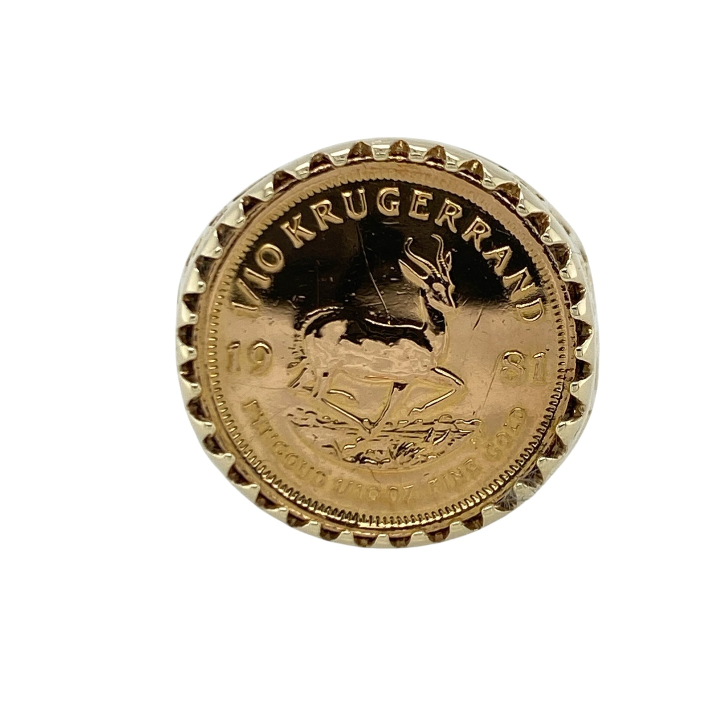 9ct Gold Mount Ring with 22ct 1/10 Krugerrand Signet Ring