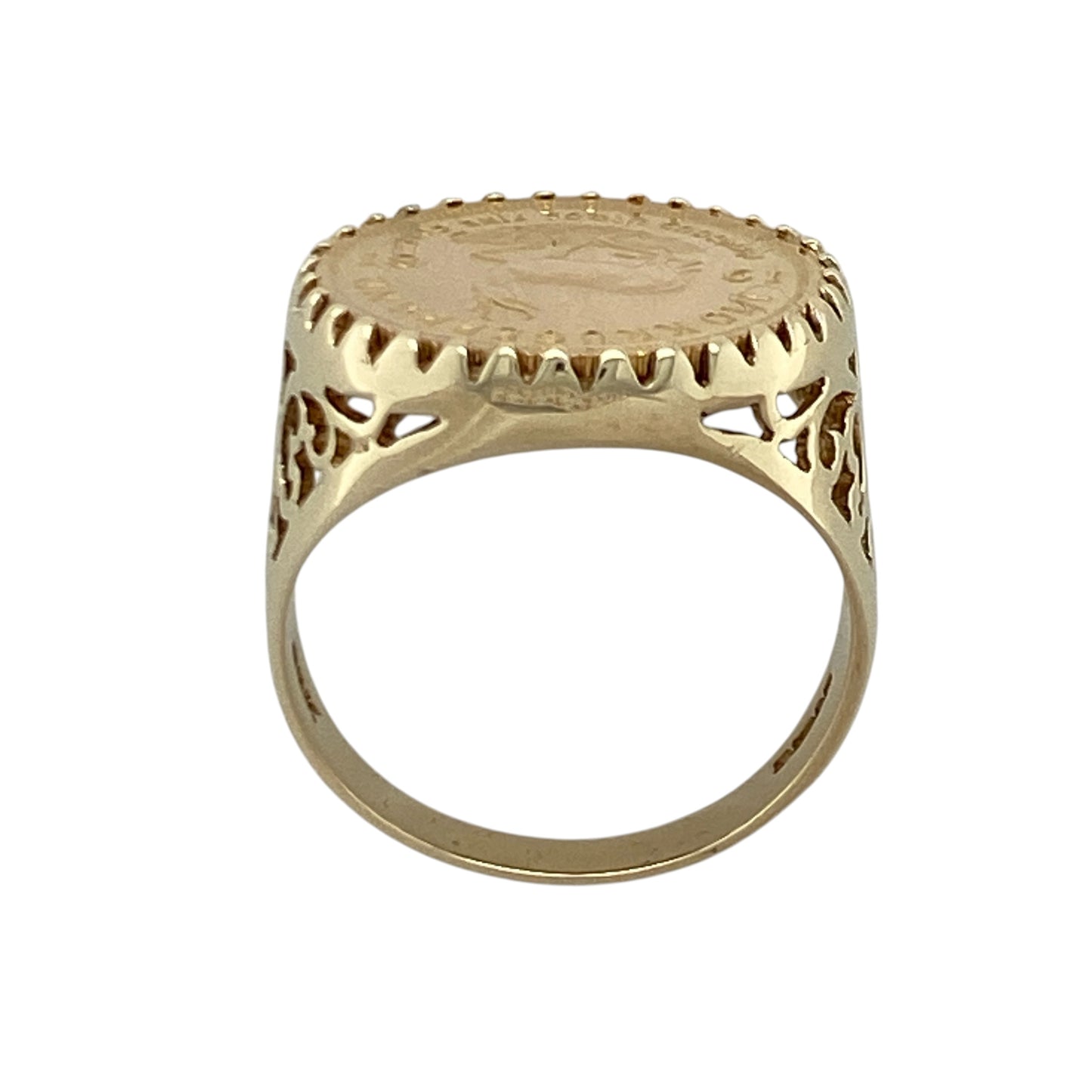 9ct Gold Mount Ring with 22ct 1/10 Krugerrand Signet Ring
