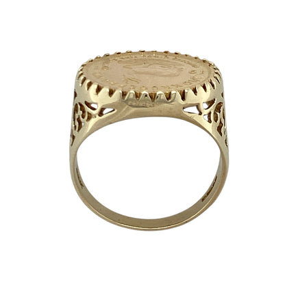 9ct Gold Mount Ring with 22ct 1/10 Krugerrand Signet Ring
