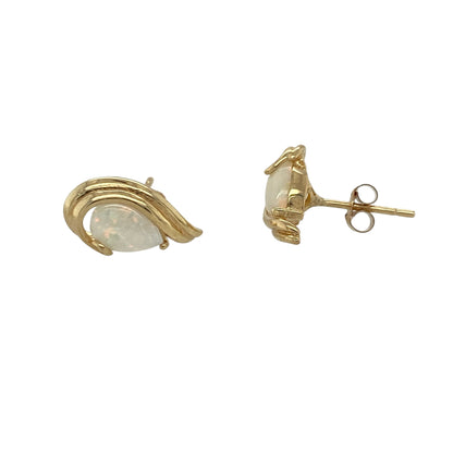 9ct Gold & Opalique Teardrop Stud Earrings