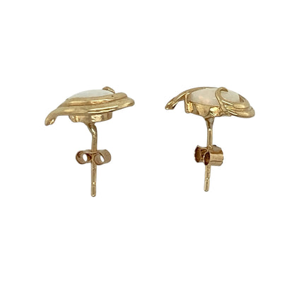 9ct Gold & Opalique Teardrop Stud Earrings