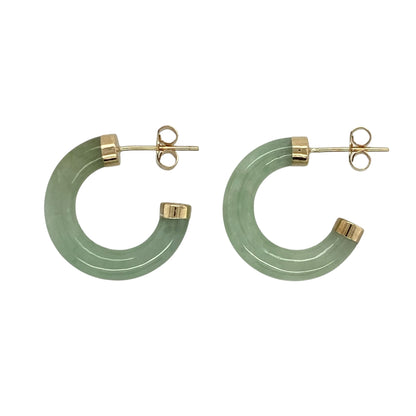 9ct Gold & Jade Hoop Earrings