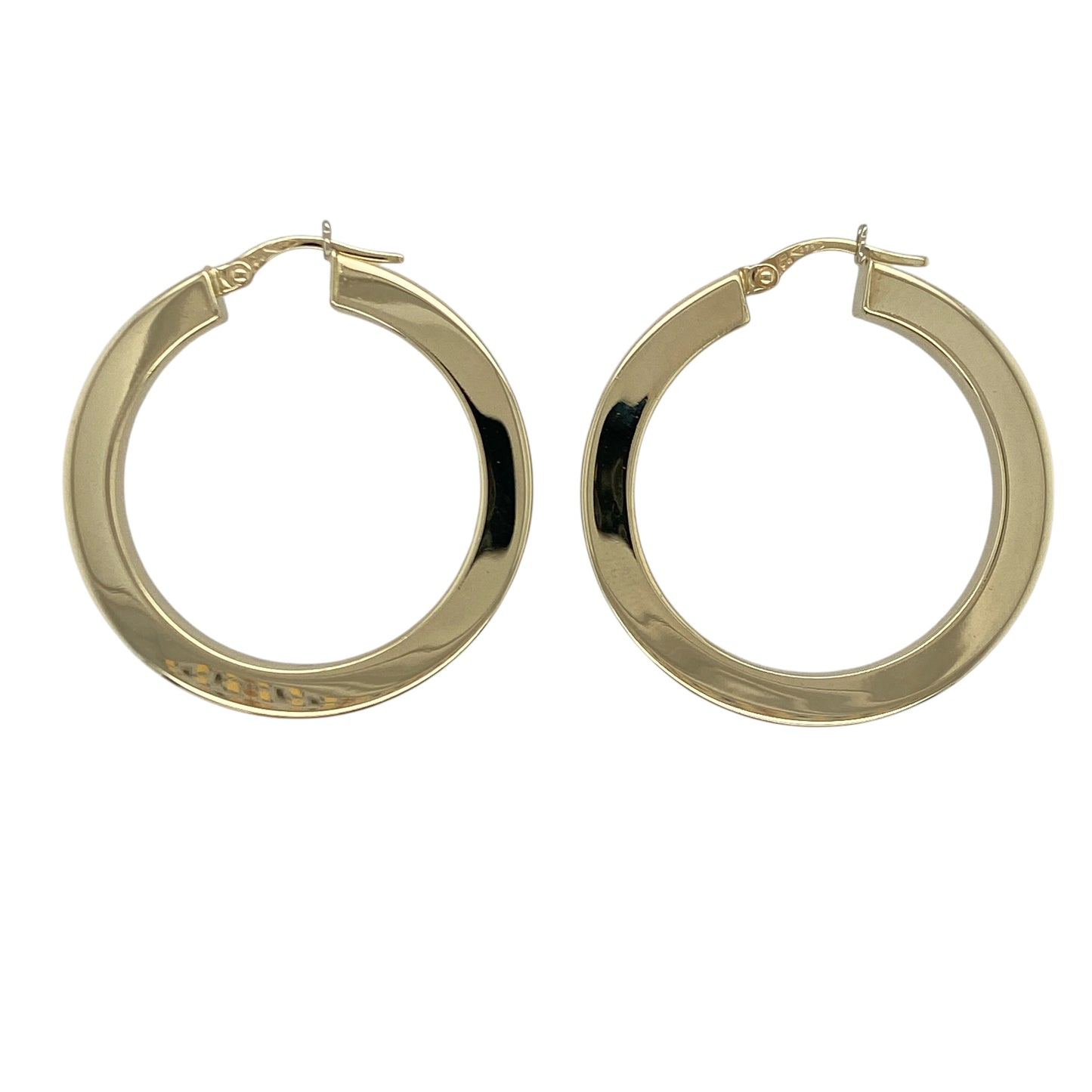 9ct Gold Squared Plain Hoop Creole Earrings