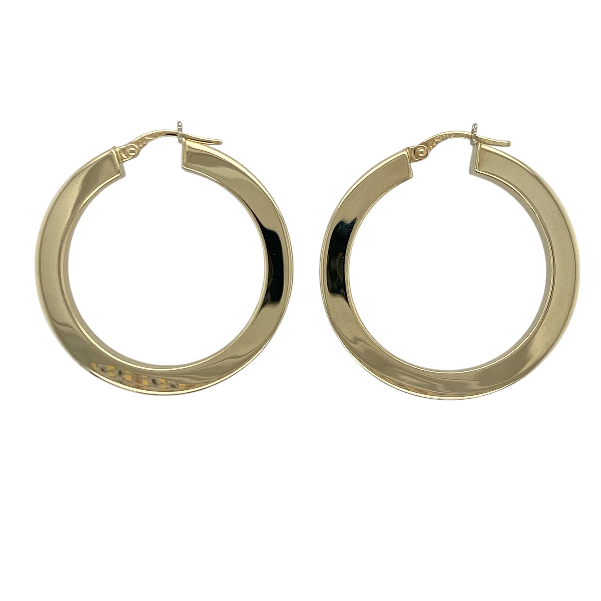 9ct Gold Squared Plain Hoop Creole Earrings