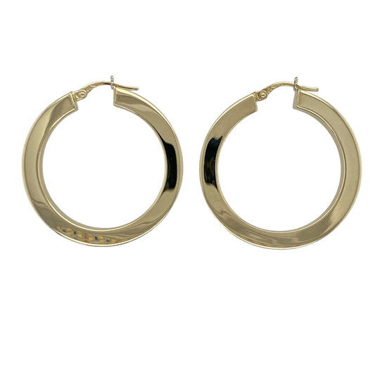 9ct Gold Squared Plain Hoop Creole Earrings