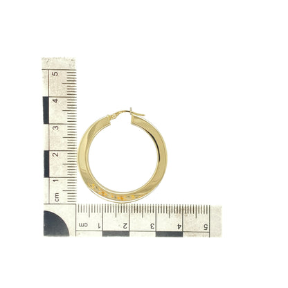 9ct Gold Squared Plain Hoop Creole Earrings