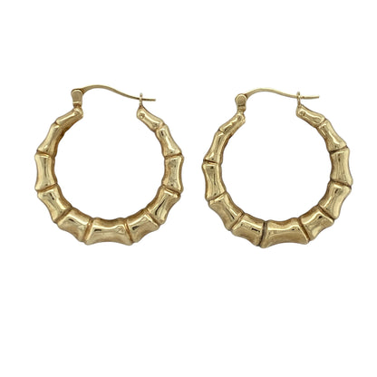 9ct Gold Bamboo Creole Earrings