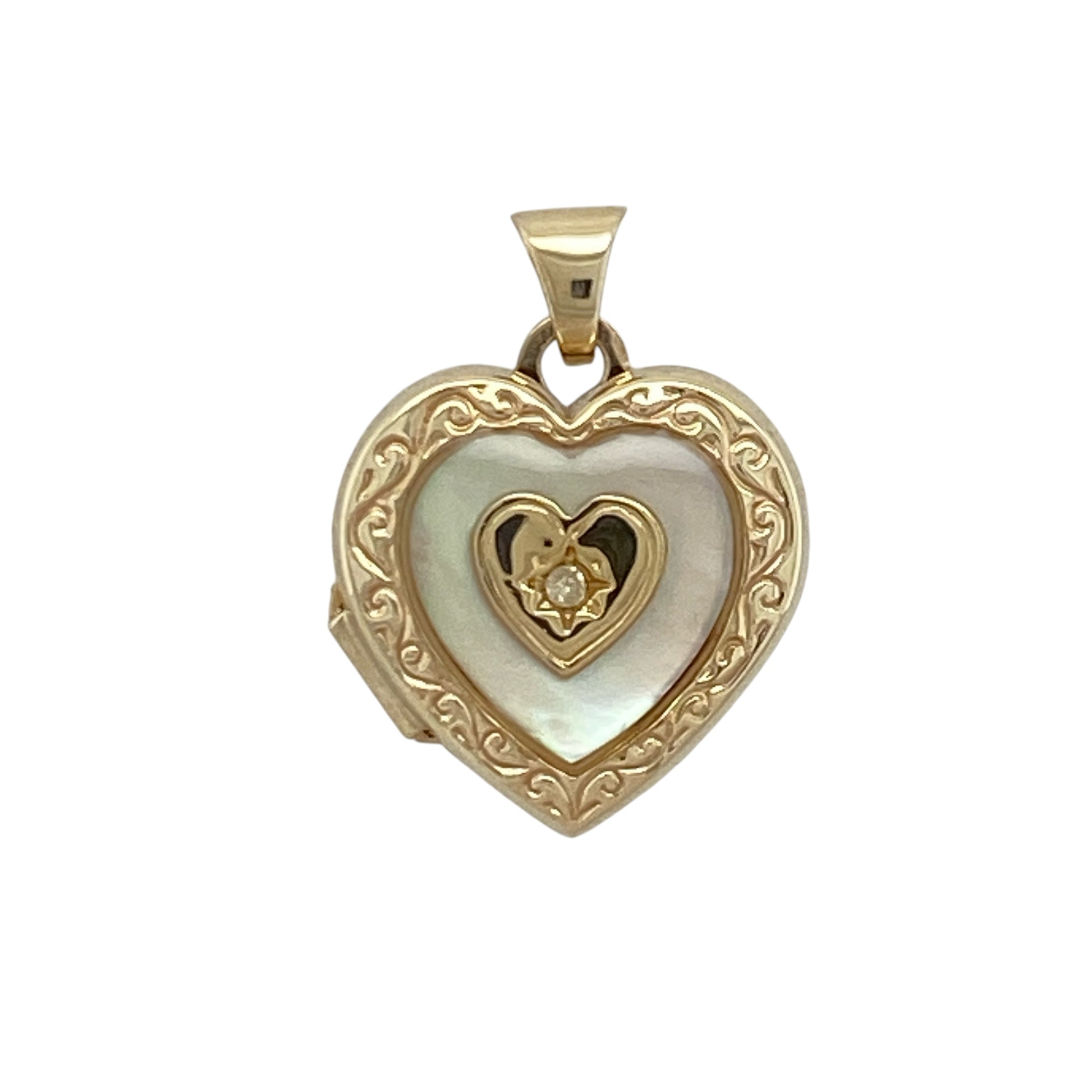 9ct Gold & Mother of Pearl Heart Locket