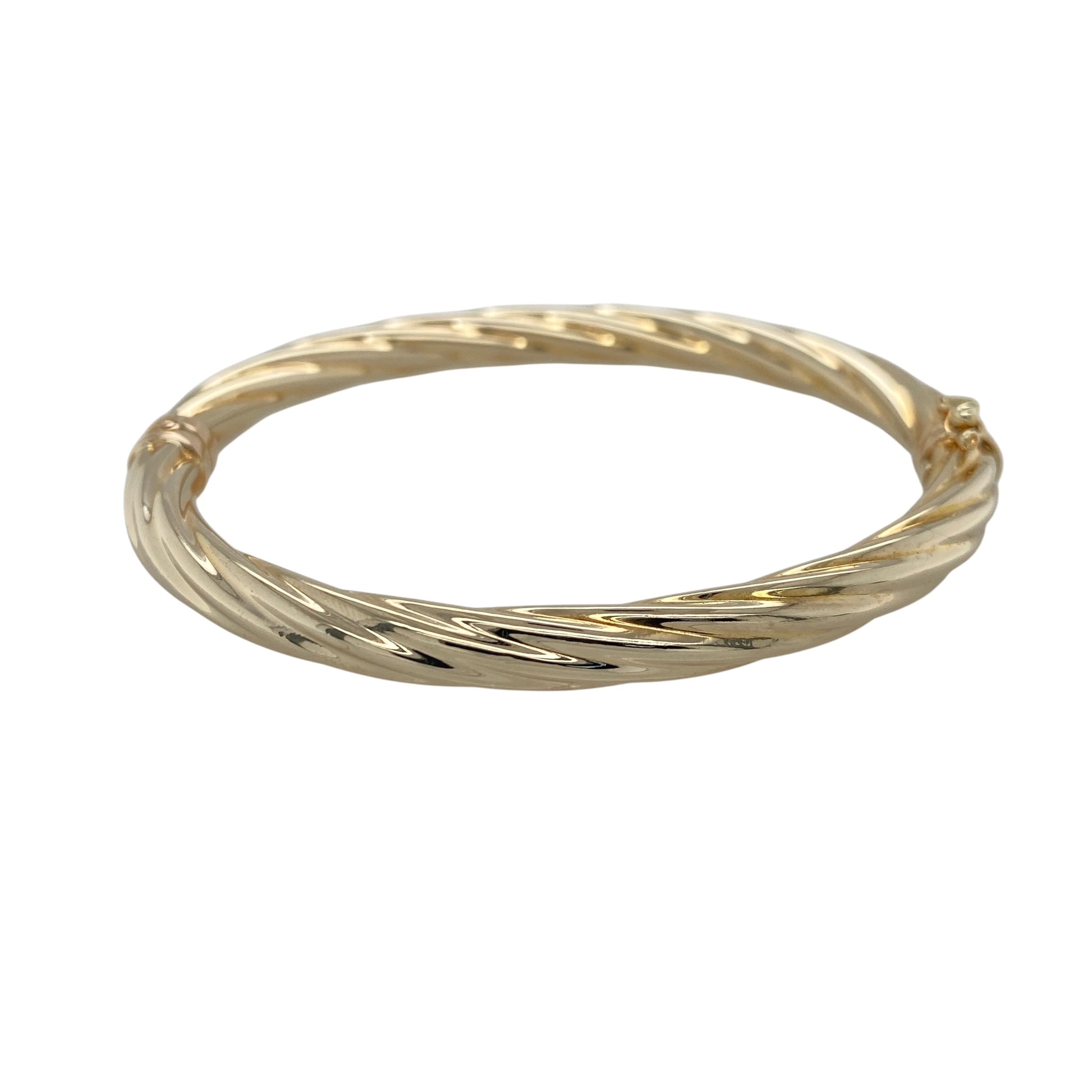 9ct Gold Twisted Hinged Bangle